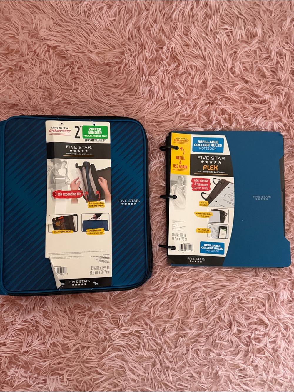 Five Star Blue Zipper Binder and Blue Flex Refillable Notebook bundle new